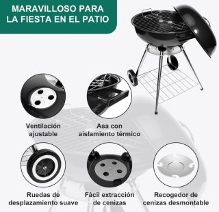 Barbacoa Redonda HYCHIKA Ø47cm Negra