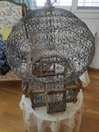 Jaula decorativa vintage diámetro 1,46  alto 72 cm