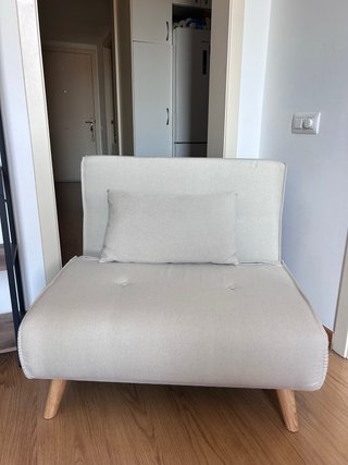 Sillón cama plegable beige/hueso