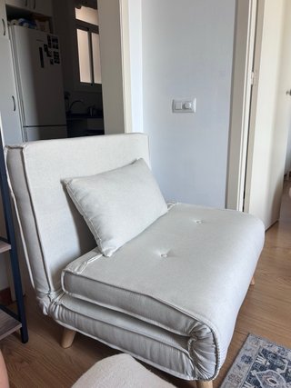 Sillón cama plegable beige/hueso