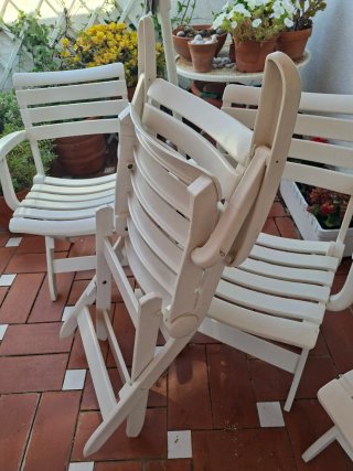 6 Sillas de Jardín Blancas Plegables