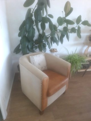 Butaca Piel Maison du Monde Beige/Marrón