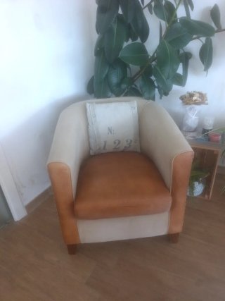 Butaca Piel Maison du Monde Beige/Marrón