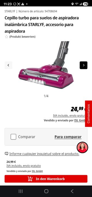 Cepillo aspiradora inalámbrica StarLyf
