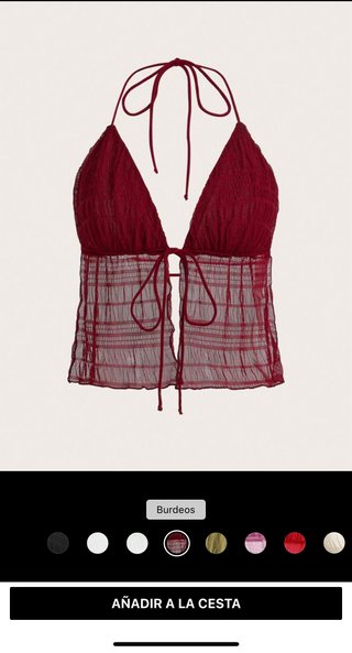 Top Shein Halter Malla Rojo Lazo