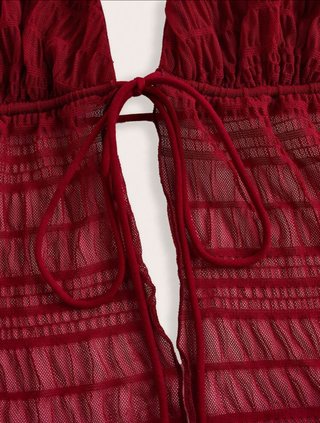 Top Shein Halter Malla Rojo Lazo