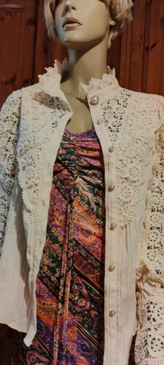 Camicia donna maniche lunghe pizzo