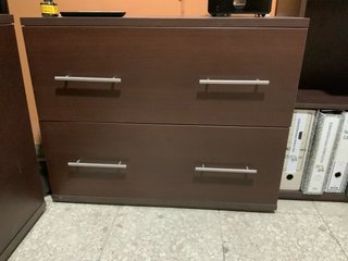 Mueble de oficina nogal 2 cajones