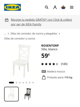 Silla comedor Ikea Rosentorp blanca