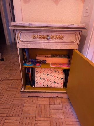 Mueble recibidor madera y mármol