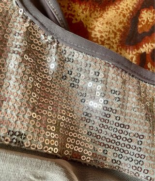 Top caqui Oltre lentejuelas talla S
