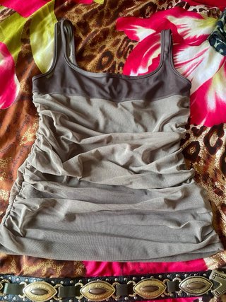 Top caqui Oltre lentejuelas talla S