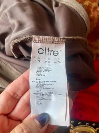 Top caqui Oltre lentejuelas talla S