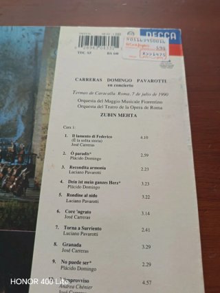 Vinilo Carreras Domingo Pavarotti en Concierto