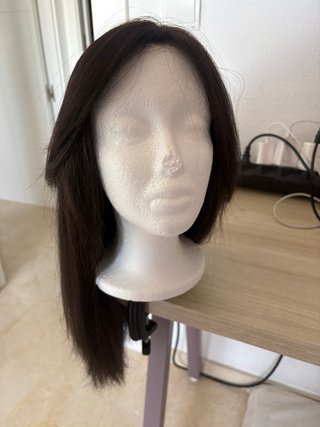 Peluca larga cabello natural castaño