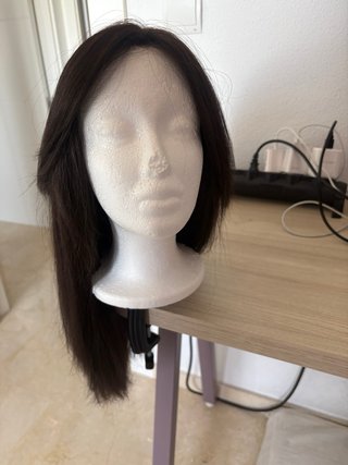 Peluca larga cabello natural castaño