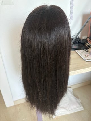 Peluca larga cabello natural castaño