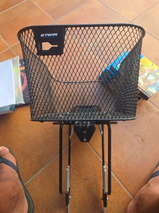 Cesta de bicicleta trasera, de malla negra BTWIN