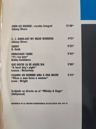 LP Johnny Rivers - En Directo Whisky a Go Go