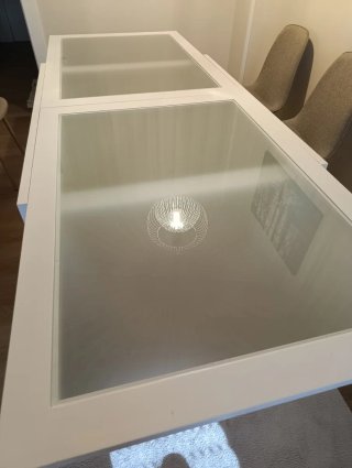 Mesa de comedor extensible cristal y madera