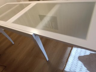 Mesa de comedor extensible cristal y madera