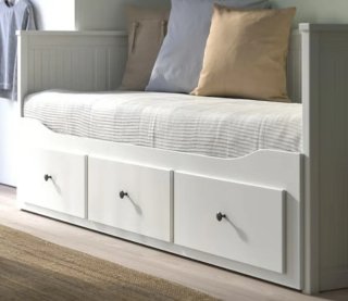 Diván Cama Doble Ikea Blanco, con dos colchones