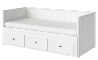 Diván Cama Doble Ikea Blanco, con dos colchones