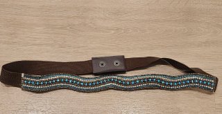 Cinturón elástico con pedrería turquesa