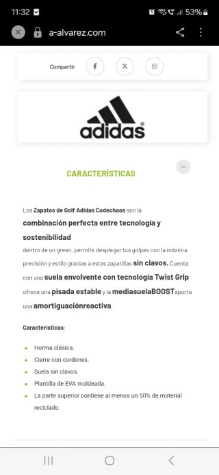 Zapatos de Golf Adidas Hombre Gris/Amarillo