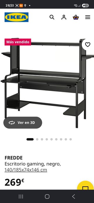 Escritorio gaming IKEA FREDDE negro