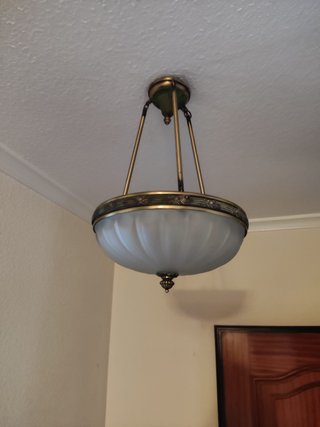 Lámpara Colgante Vintage Cristal Esmerilado Bronce