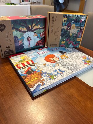 2 Puzzles Clementoni y Libro Puzzle Peter Pan