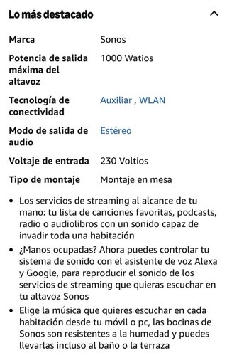 Altavoz Sonos One(gen1) Blanco