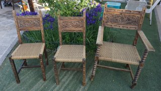 Lote Sillas madera tallada mas sillón regalo 10 €
