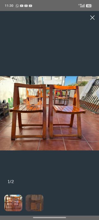 2 Sillas Plegables Madera Marrón
