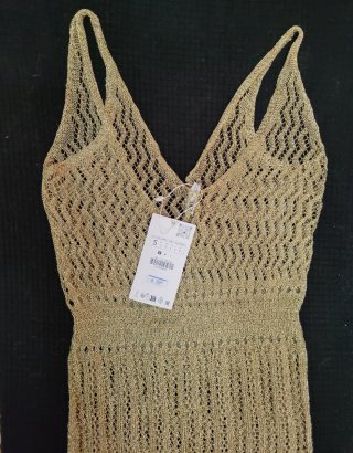 Vestido largo Zara dorado