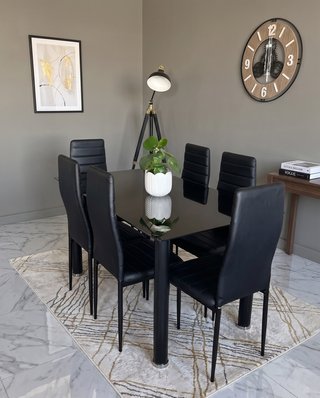 ¡CHOLLO! Mesa Comedor Cristal Negro + 6 Sillas