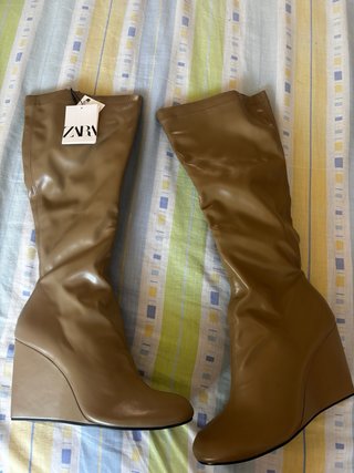 Botas Zara Cuña Marrón Talla 36-37 y 38-39