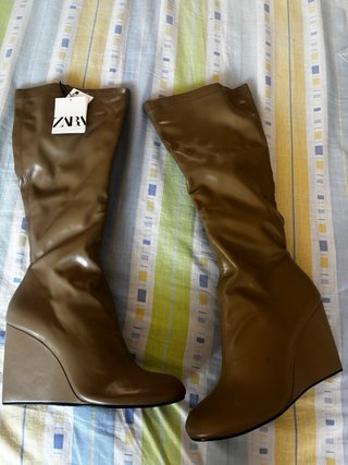 Botas Zara Cuña Marrón Talla 36-37 y 38-39
