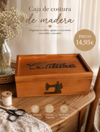 Caja de costura de madera Costura
