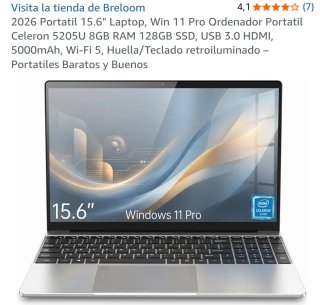 Portátil Breloom 15.6 Celeron 8GB RAM 128GB SSD
