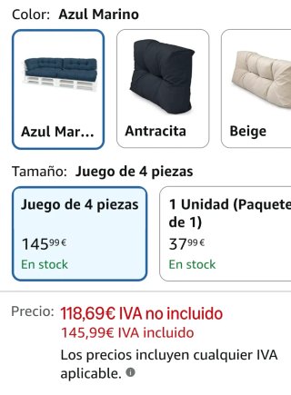 Cojines para palés palets Spatium Azul Marino