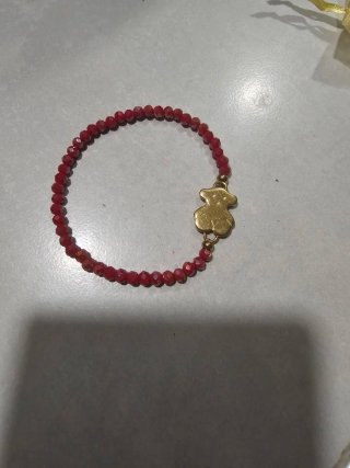 Pulsera Tous Oso Dorado y Piedras Rojas