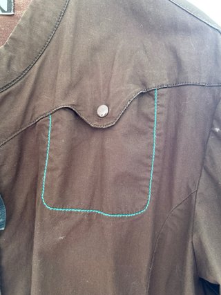 Gabardina Shunkfunk Marrón y Turquesa