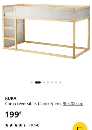 Cama infantil Kura madera/azul