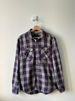 Camisa cuadros PULL&BEAR gris y rojo Talla M