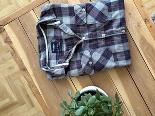 Camisa cuadros PULL&BEAR gris y rojo Talla M