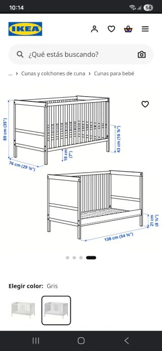 Cuna Ikea Sundvik Gris