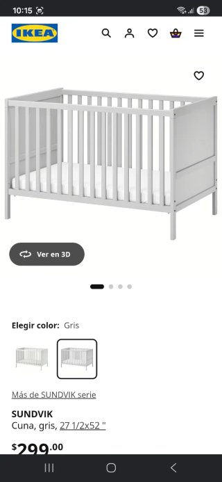 Cuna Ikea Sundvik Gris