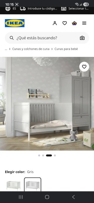Cuna Ikea Sundvik Gris